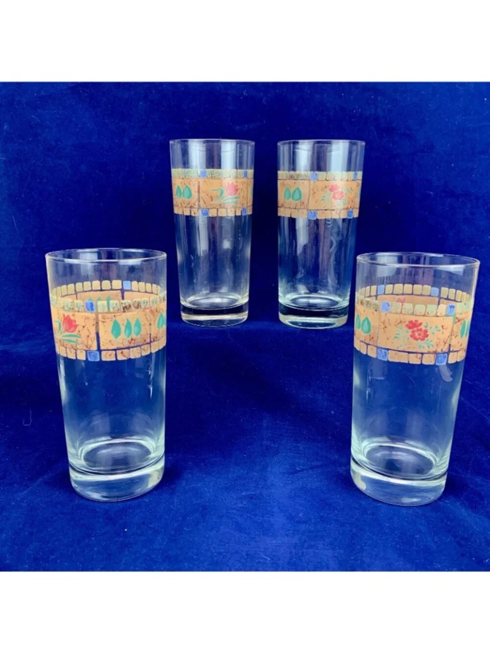NEW Noritake Epoch WOODSWAY Floral 14 Oz Glass Tumbler Glasses Set Of 4 USA